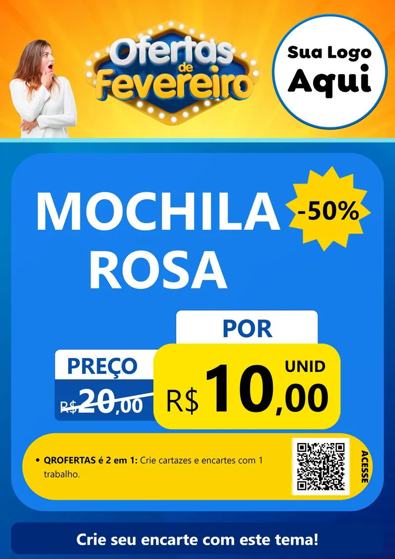 Modelo de Cartaz para Cartaz A4 Vertical com o tema Ofertas de Fevereiro para Papelaria