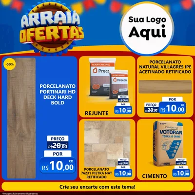 Modelo de Rede Social para Feed Facebook com o tema Arraiá de Ofertas - Junina para Pisos e revestimentos