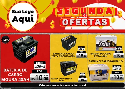 Modelo de Encarte para Encarte A4 Horizontal com o tema Segunda de Ofertas para Baterias Elétricas