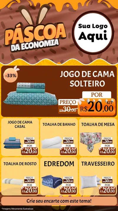 Modelo de Rede Social para Stories com o tema Páscoa da Economia para Cama, Mesa e Banho