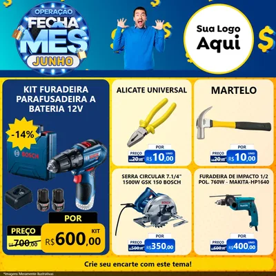 Modelo de Rede Social para Feed Facebook com o tema Operação Fecha Mês, Junho para Maquinas e Ferramentas