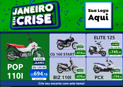 Modelo de Encarte para Encarte A4 Horizontal com o tema Janeiro Sem Crise para Concessionaria de Motos