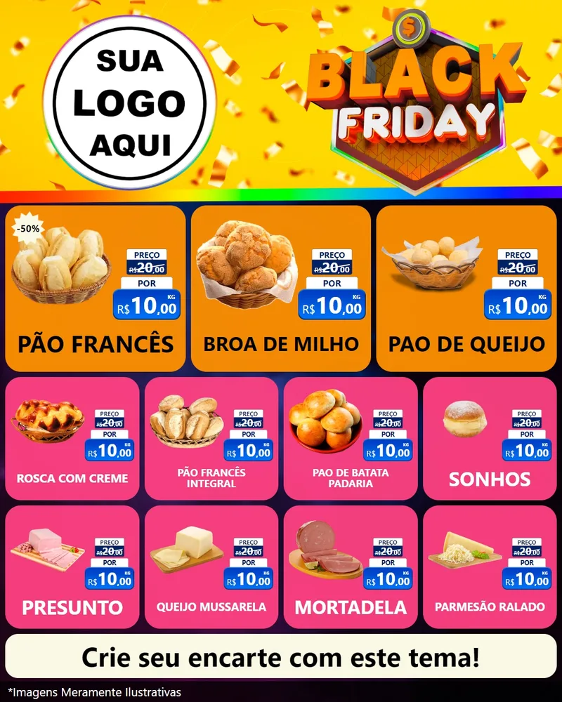 Modelo de Rede Social para Feed Instagram com o tema Black Friday para Padaria