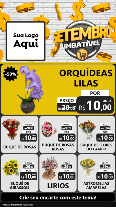 Modelo de Rede Social para Stories com o tema Setembro Imbatível para Floricultura e jardim