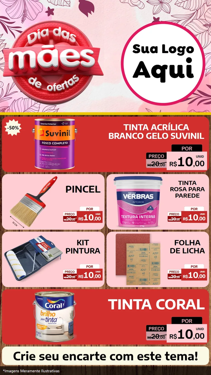 Modelo de TV para TV Vertical com o tema Dia Das Mães De Ofertas para Tintas e Ferramentas