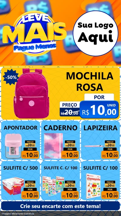 Modelo de Rede Social para Stories com o tema Leve Mais, Pague Menos para Papelaria