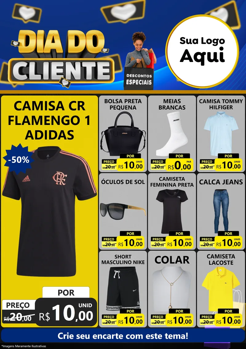 Modelo de Encarte para Encarte A4 Vertical com o tema Dia Do Cliente para Roupas e acessórios