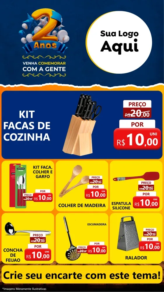 Modelo de Rede Social para Stories com o tema Aniversário de 2 anos para Utilidades Domésticas