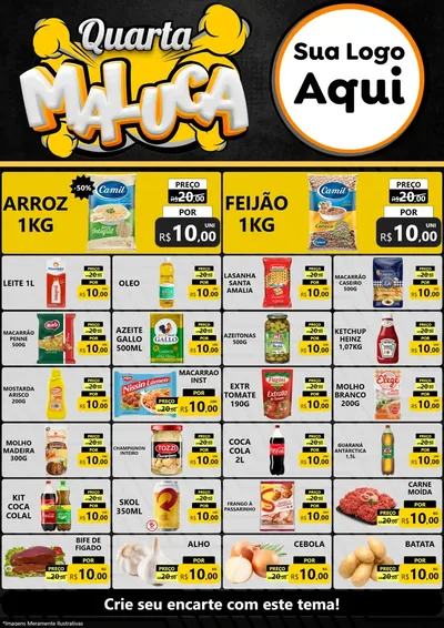 Modelo de Encarte para Encarte A4 Vertical com o tema Quarta Maluca para Supermercado