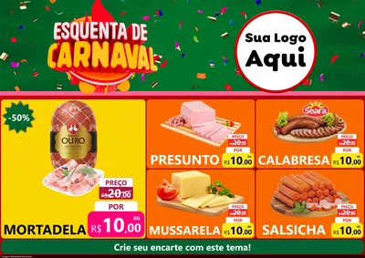 Modelo de Encarte para Encarte A4 Horizontal com o tema Esquenta de Carnaval para Frios e Laticínios
