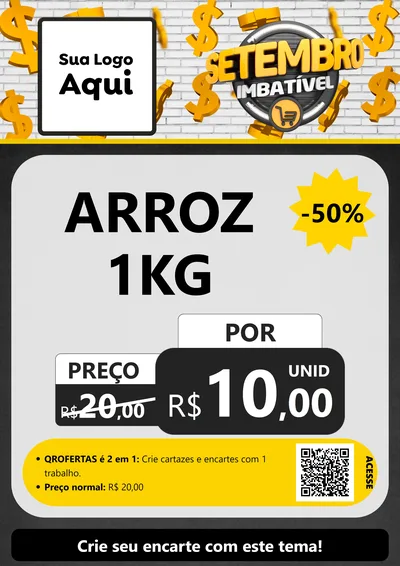 Modelo de Cartaz para Cartaz A4 Vertical com o tema Setembro Imbatível para Supermercado