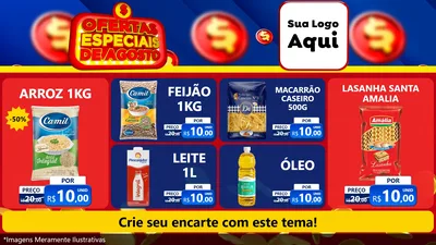 Modelo de TV para TV Horizontal com o tema Ofertas Especiais de Agosto para Supermercado