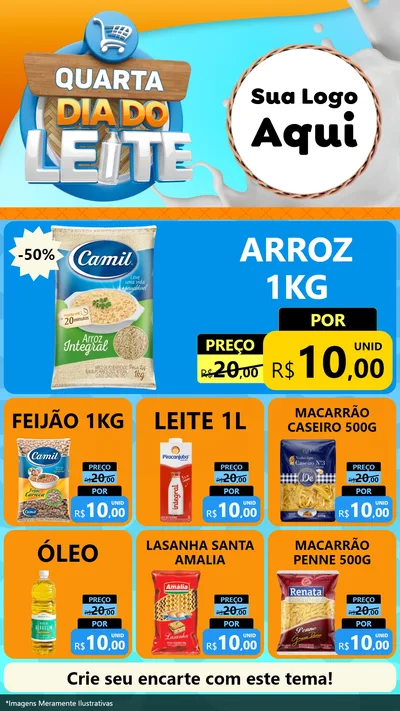 Modelo de Rede Social para Stories com o tema Quarta Dia do Leite para Supermercado