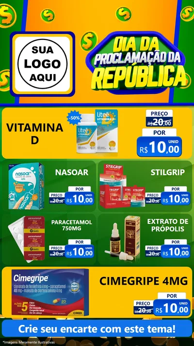 Modelo de TV para TV Vertical com o tema Dia Da Proclamação da República para Farmácia