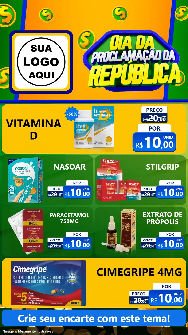 Modelo de TV para TV Vertical com o tema Dia Da Proclamação da República para Farmácia
