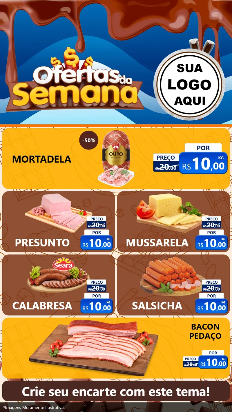 Modelo de TV para TV Vertical com o tema Ofertas da Semana - Páscoa para Frios e Laticínios