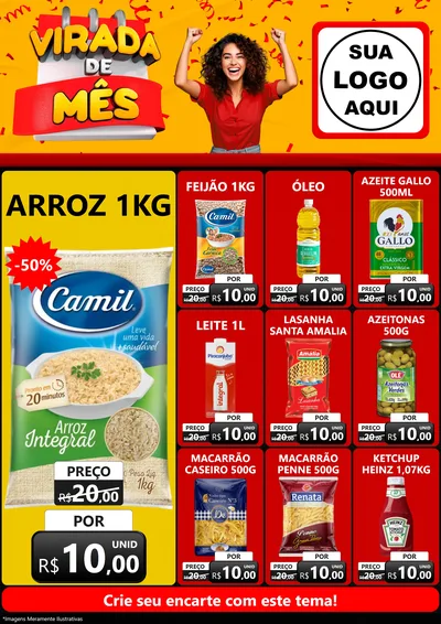 Modelo de Encarte para Encarte A4 Vertical com o tema Virada de Mês para Supermercado