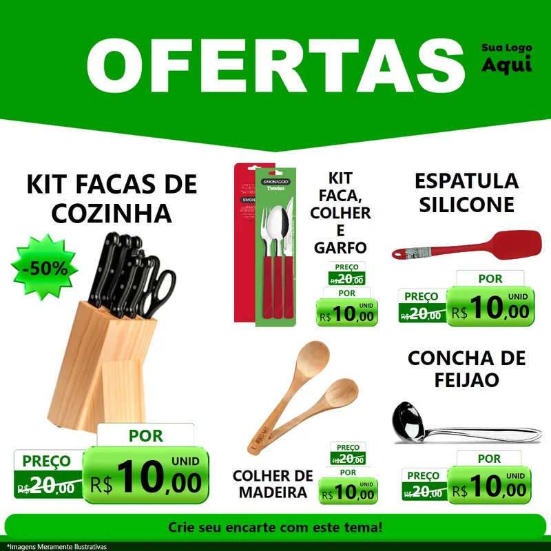 Modelo de Rede Social para Feed Facebook com o tema Ofertas Verde Cartaz para Utilidades Domésticas