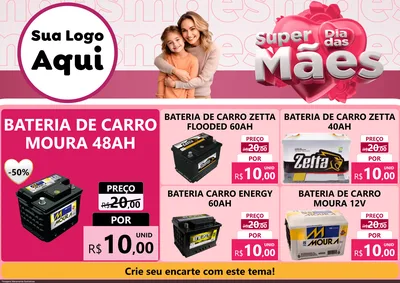 Modelo de Encarte para Encarte A4 Horizontal com o tema Super Dia Das Mães para Baterias Elétricas