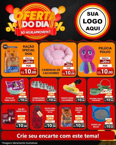 Modelo de Rede Social para Feed Instagram com o tema Oferta do Dia - Só hoje, Aproveite! para Pet Shop