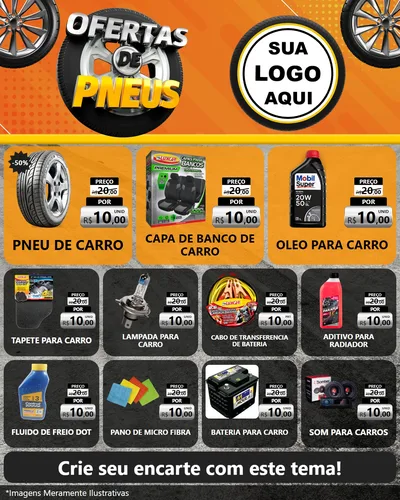 Modelo de Rede Social para Feed Instagram com o tema Ofertas de Pneus para Auto peças