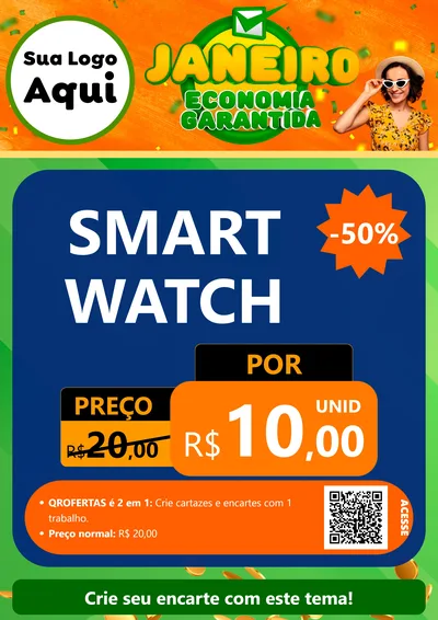 Modelo de Cartaz para Cartaz A4 Vertical com o tema Janeiro - Economia Garantida para Informática