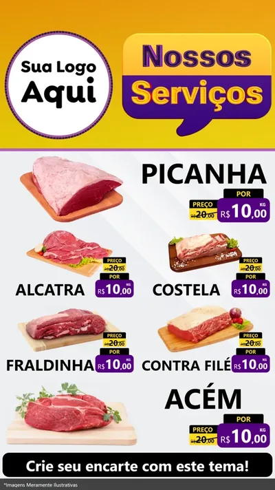 Modelo de TV para TV Vertical com o tema Nossos Serviços para Açougue