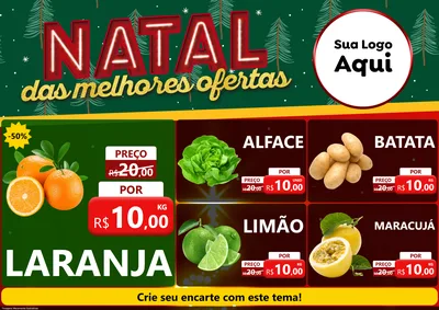 Modelo de Encarte para Encarte A4 Horizontal com o tema Natal das Melhores Ofertas para Hortifrúti