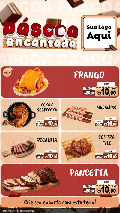Modelo de TV para TV Vertical com o tema Páscoa Encantada para Assados