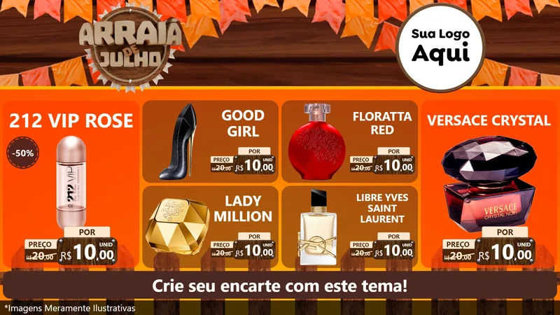 Modelo de TV para TV Horizontal com o tema Arraiá de Julho - Junina para Perfumes