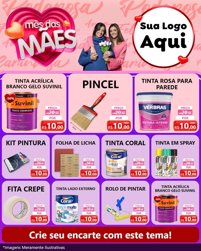 Modelo de Rede Social para Feed Instagram com o tema Mês Das Mães para Tintas e Ferramentas