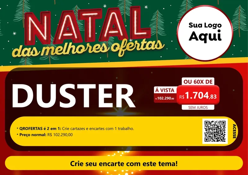 Modelo de Cartaz para Cartaz A4 Horizontal com o tema Natal das Melhores Ofertas para Concessionaria de Carros