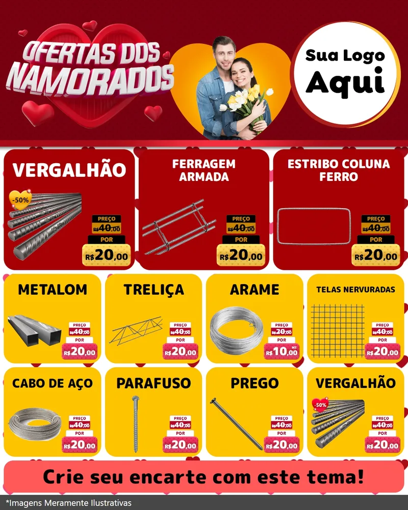 Modelo de Rede Social para Feed Instagram com o tema Ofertas Dos Namorados para Ferragens