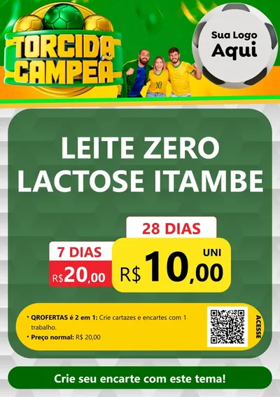 Modelo de Cartaz para Cartaz A4 Vertical com o tema Torcida Campeã - Copa para Frios e Laticínios