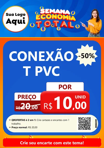 Modelo de Cartaz para Cartaz A4 Vertical com o tema Semana Economia Total para Tubos e conexões