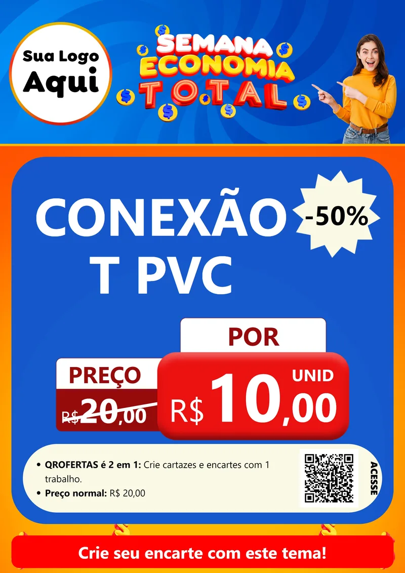 Modelo de Cartaz para Cartaz A4 Vertical com o tema Semana Economia Total para Tubos e conexões