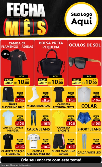 Modelo de Encarte para Encarte Grande com o tema Fecha Mês para Roupas e acessórios