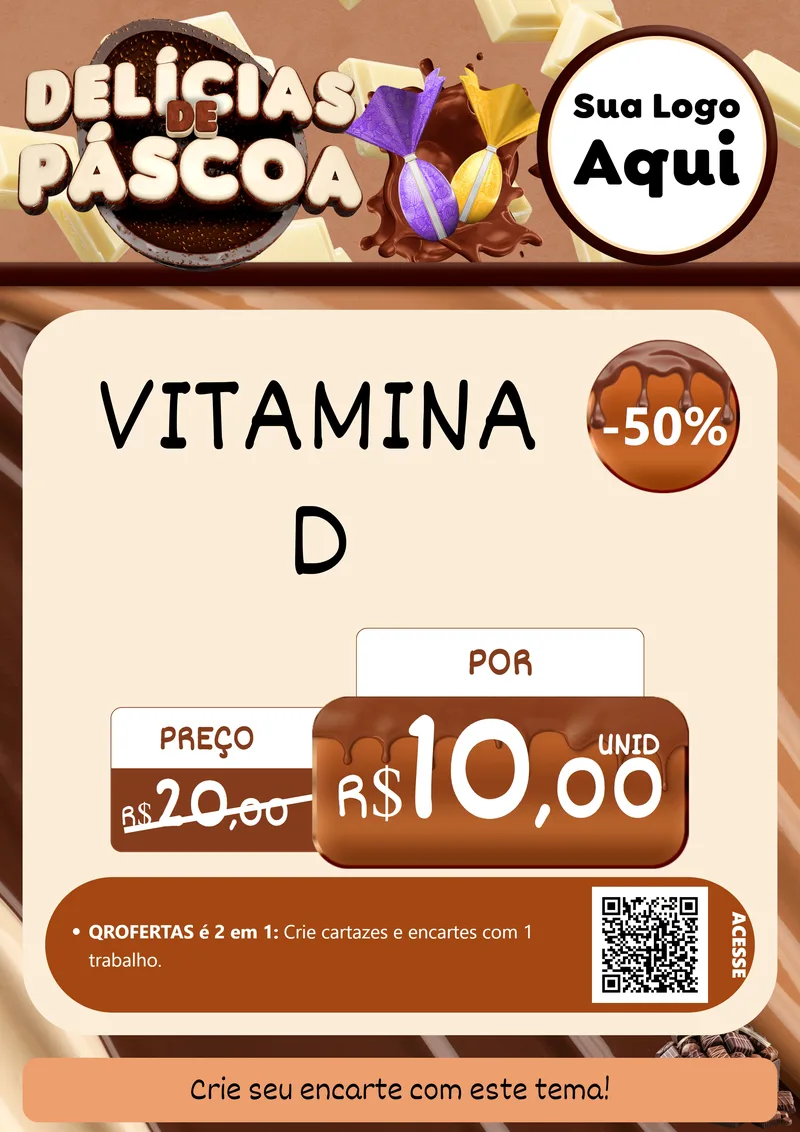 Modelo de Cartaz para Cartaz A4 Vertical com o tema Delícias de Páscoa para Farmácia