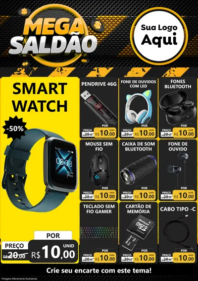 Modelo de Encarte para Encarte A4 Vertical com o tema Mega Saldão para Informática