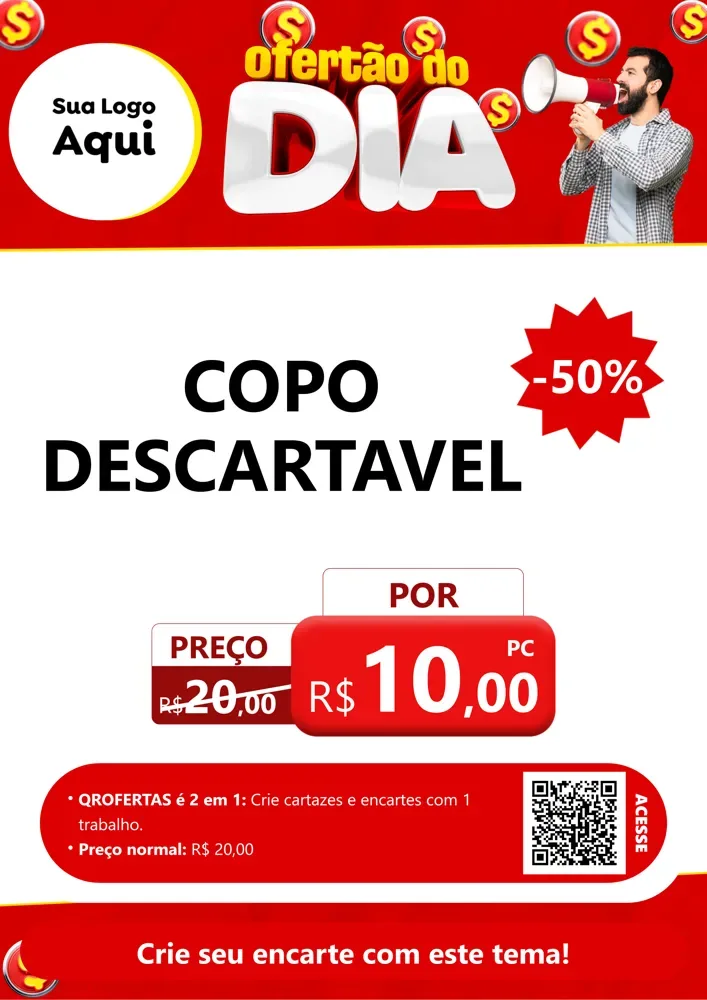 Modelo de Cartaz para Cartaz A4 Vertical com o tema Ofertão do dia para Embalagens