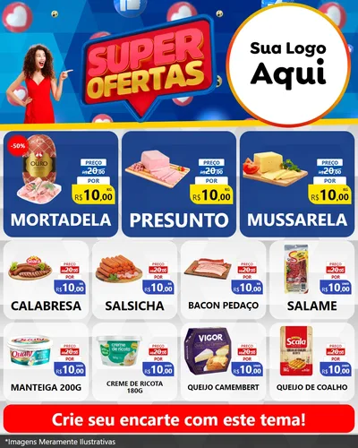 Modelo de Rede Social para Feed Instagram com o tema Super Ofertas para Frios e Laticínios