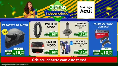 Modelo de TV para TV Horizontal com o tema Ofertas da Semana da Independência para Moto peças