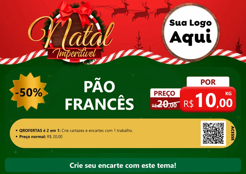 Modelo de Cartaz para Cartaz A4 Horizontal com o tema Natal Imperdível para Padaria