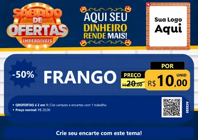 Modelo de Cartaz para Cartaz A4 Horizontal com o tema Sábado de Ofertas Imperdíveis para Assados