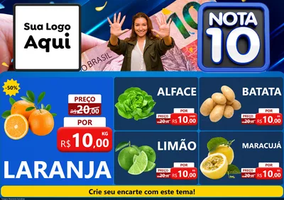 Modelo de Encarte para Encarte A4 Horizontal com o tema Nota 10 para Hortifrúti