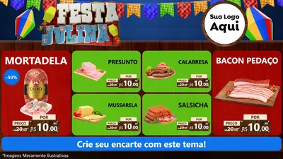 Modelo de TV para TV Horizontal com o tema Festa Julina para Frios e Laticínios