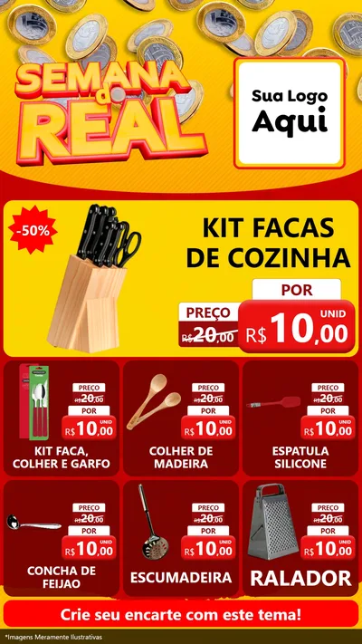 Modelo de Rede Social para Stories com o tema Semana do Real para Utilidades Domésticas