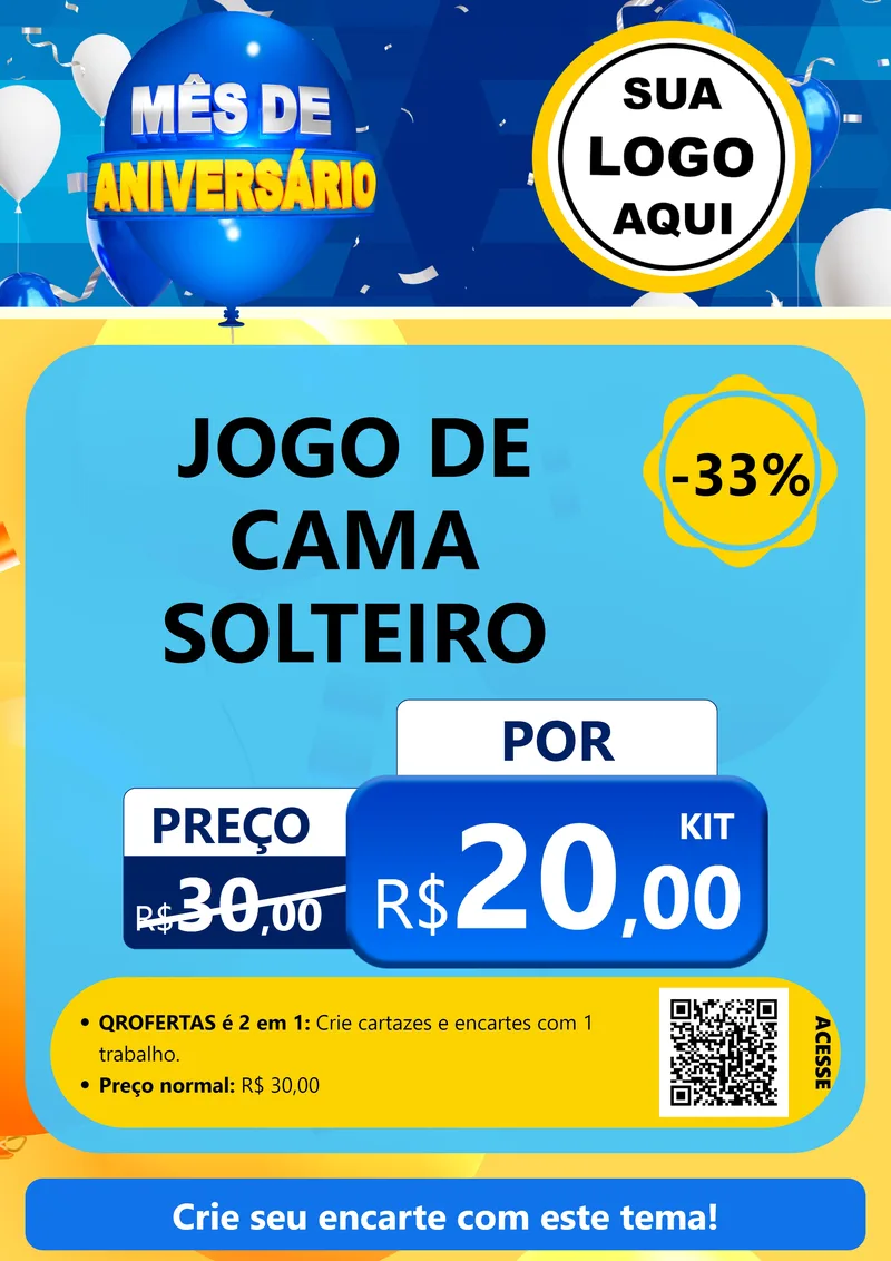 Modelo de Cartaz para Cartaz A4 Vertical com o tema Mês de Aniversário para Cama, Mesa e Banho