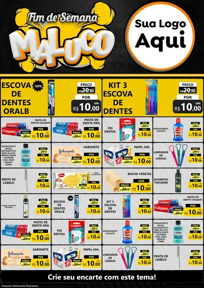 Modelo de Encarte para Encarte A4 Vertical com o tema Fim de Semana Maluco para Higiene Pessoal