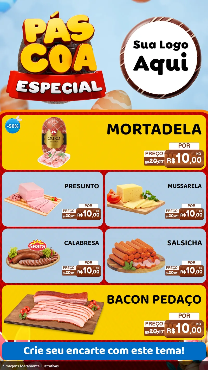 Modelo de TV para TV Vertical com o tema Páscoa Especial para Frios e Laticínios